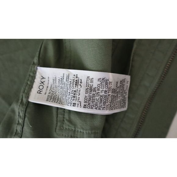 Roxy ARJJK03056 Women's Sz S Green Boho Full Zip Hooded Parka Jacket $80 - Picture 10 of 12